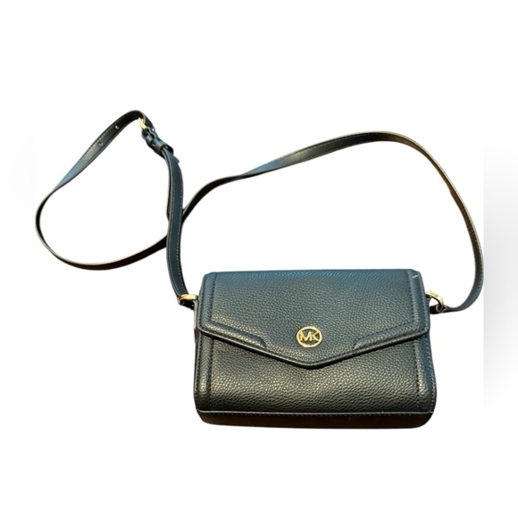 Michael Kors Freya Crossbody Purse Bag Black Pebbled Leather Great Condition - Picture 1 of 5